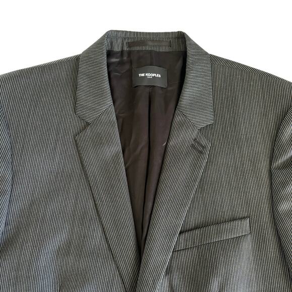 The Kooples Mens 100% Wool Slim Fit Blazer Jacket Black and White Stripe Size 50 - Picture 2 of 8